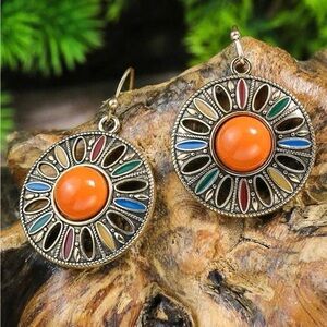 Bohemian, Colorful, Floral Petal Cutout Fashion Dangle Earrings